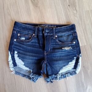 American Eagle Outfitters Women's Blue Denim Midi Cut Shorts